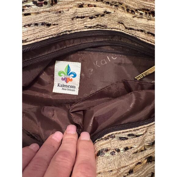 Kalencom Tote/Diaper Bag New Orleans Zip Double Handle Metallic Cheetah Print - Picture 4 of 8